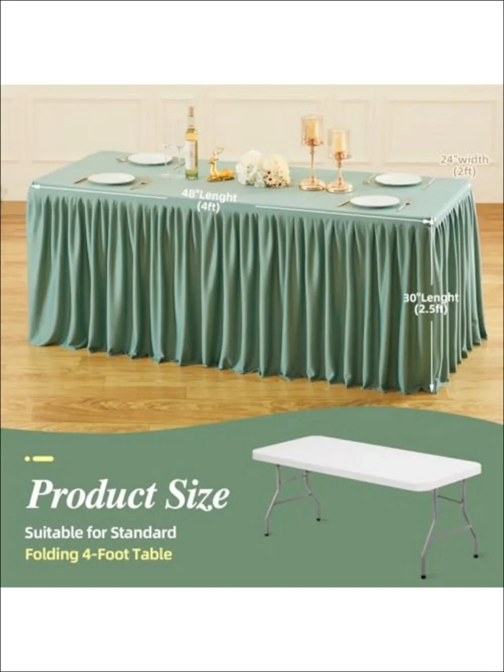 Spandex Tablecloth Fitted Stretch Table Cover with Pleated Ruffle Skirt for